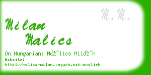 milan malics business card